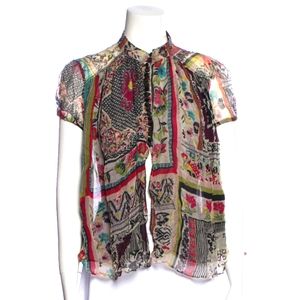 Etro Milan Floral Pattern Silk Blouse Top, size 40